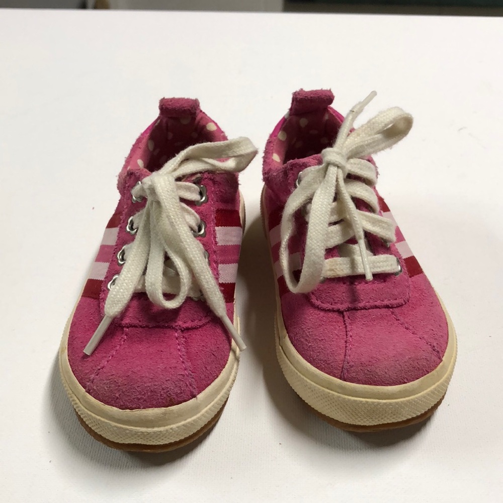 Baby Gap Pink Suede Sneakers with Stripes design Toddler 6